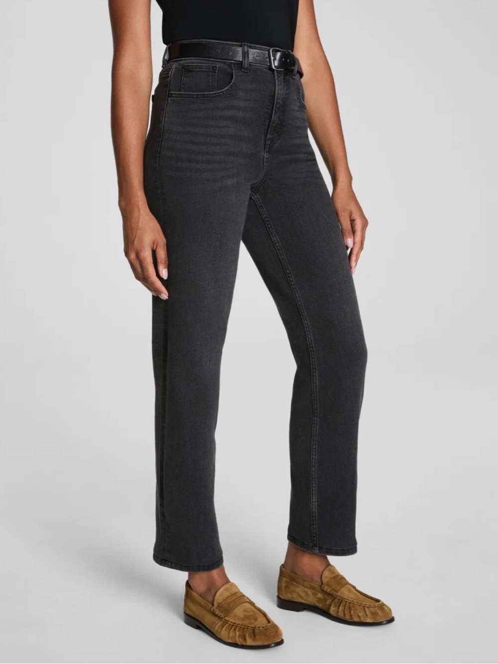 SPANX Black High-Rise Straight Leg Jeans